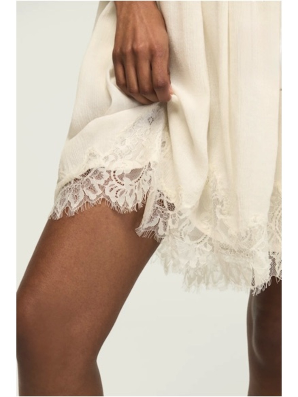 NWT Lucky Brand Lace Babydoll Mini Dress in Gardenia, Sz. L - Picture 5 of 5